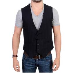 Costume National Black striped cotton casual vest