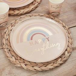 Ginger Ray Pahvilautaset Sateenkaari Happy Everything 8-pakkaus