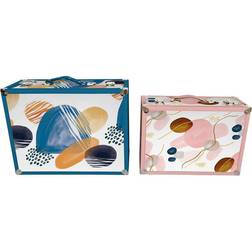 Dkd Home Decor Spil med Dekorative Æsker Abstrakt Træ Polyester (43 x 19 x 34 cm) (2 pcs) Ask 2stk