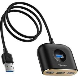 Baseus Rotonda 4in1 Usb Adapter Usb3.0 x 1 + Usb2.0 * 3 m Nero CAHUB-AY01