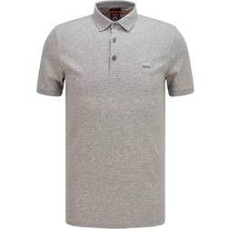 HUGO BOSS Stretch Cotton Slim Fit with Logo Patch Polo Shirt - Light Grey