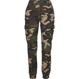 Urban Classics High Waist Camo Cargo Pants - Camo Green