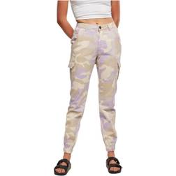 Urban Classics High Waist Camo Cargo Pants - Lilaccamo