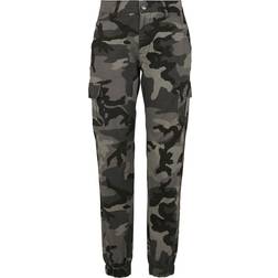 Urban Classics Ladies High Waist Camo Cargo Pants - Dark Camo