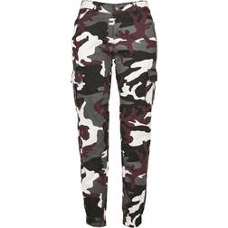 Urban Classics Ladies High Waist Camo Cargo Pants - Wine Camo