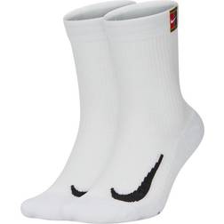 NIKE Court Multiplier Cushioned Tennis Crew Socks 2-pack - White/White