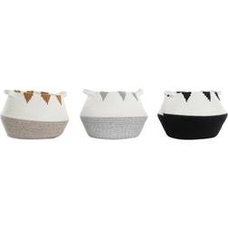 Dkd Home Decor Kurv Sort Grå Bomuld Hvid Sennep (36 x 36 x 26 cm) (3 pcs) Kurv