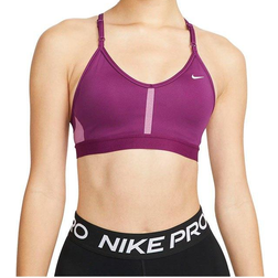 Nike Dri-FIT Indy Light-Support Padded V-Neck Sports Bra Plus Size - Sangria/Light Bordeaux/Sangria/White