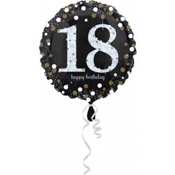 Vegaoo Amscan Folienballon 18 Sparkling Birthday, Schwarz, Silber, Gold (5)