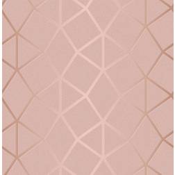 Fine Decor Platinum Blush Geo Trellis Vinyl Wallpaper Blush