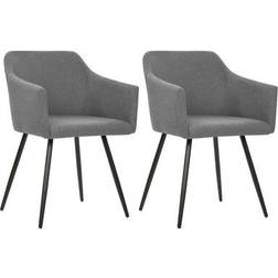 vidaXL Dining Chairs 2 Pcs Accent Upholstered Chair with Metal Legs Dark Gray Fabric Silla de Cocina 80cm 2pcs