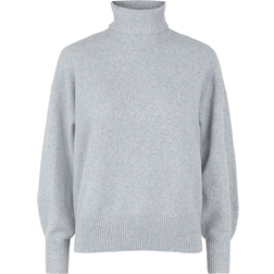 Pieces Pccava Ls High Neck Knit Light Grey Female