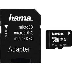 Hama MicroSDXC Class 10 UHS-I U1 V10 80MB/s 64GB + Adapter