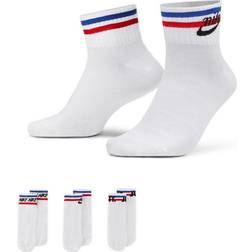 NIKE Everyday Essential Ankle Socks 3-pack - White/Black/Game Royal/University Red