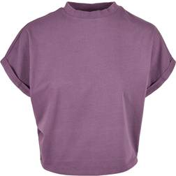 Urban Classics Ladies Short Pigment Dye Cut On Sleeve Tee - Duskviolet