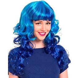 Folat Neon Blue Wig with Curls