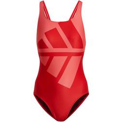 Adidas Women's Logo Graphic Swimsuit - Vivid Red/Semi Turbo