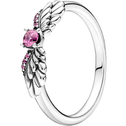 Pandora Sparkling Angel Wings Ring - Silver/Pink