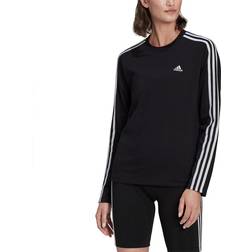 Adidas Women's Essentials 3-Stripes Long Sleeve Tee - Black/White