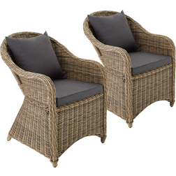 tectake 2 Poly- rattan luxury garden chair + cushion and back cushions Lounge Chair