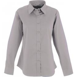 Uneek Ladies Pinpoint Oxford Full Sleeve Shirt - Silver Grey