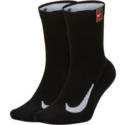 NIKE Court Multiplier Cushioned Tennis Crew Socks 2-pack - Black/Black