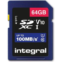 Integral SDXC Class 10 UHS-I U1 V10 100 MB/s 64GB