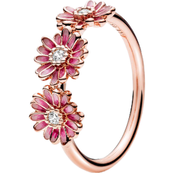 Pandora Anillo Trío de Margaritas Rosas en Rosa