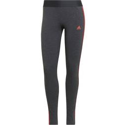 adidas Women's Loungewear Essentials 3-Stripes Leggings - Dark Grey Heather/Semi Turbo