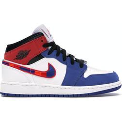 Nike Air Jordan 1 Mid SE GS - White/University Red/Rush Blue