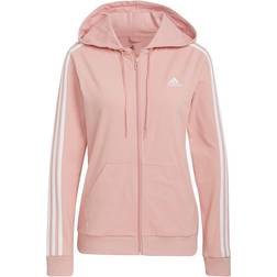 Adidas Essentials Single Jersey 3-Stripes Full-Zip Hoodie - Wonder Mauve/White