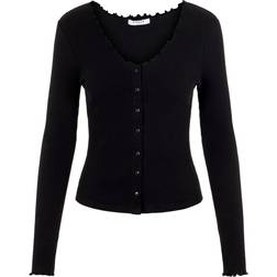 Pieces Nukisa Slim-Fit Ribbed Blouse - Black