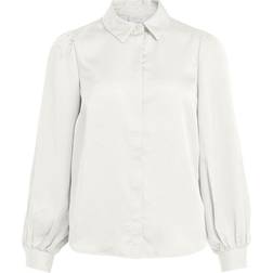 Vila Long Sleeve Satin Shirt - Snow White