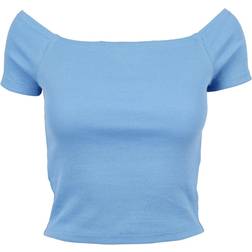 Urban Classics Ladies Off Shoulder Rib Tee - Horizon Blue