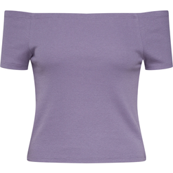 Urban Classics Ladies Off Shoulder Rib Tee - Dusty Purple