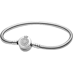 Pandora Moments Sparkling Crown O Snake Chain Bracelet - Silver/Transparent