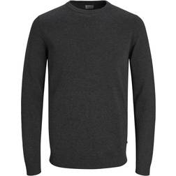 Jack & Jones Plain Knitted Pullover - Grey/Dark Grey Melange