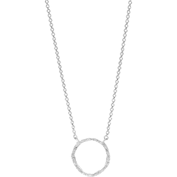 Monica Vinader Sterling Silver Riva Circle Diamond Necklace Adjustable 46cm/18' Diamond