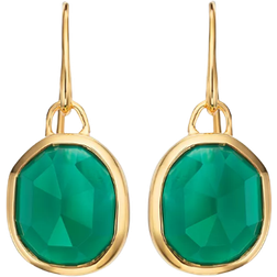 Monica Vinader Siren Green Onyx Wire Earrings, Gold Vermeil on Silver