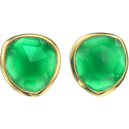 Monica Vinader Siren Green Onyx Stud Earrings, Gold Vermeil on Silver