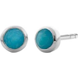 Monica Vinader Mini Gem Stud Earrings - Silver/Turquoise