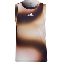 adidas Melbourne Tennis Printed Match Tank Top Women - White/Black/Golden Beige