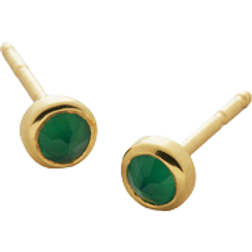 Monica Vinader Gold Mini Gem Stud Earrings Green Onyx