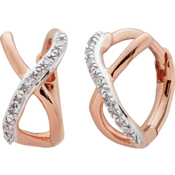 Monica Vinader Riva Crossover Mini Huggie Earrings - Rose Gold/Diamond