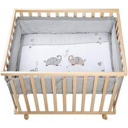 Roha ROBA Parc Bébé Jumbotwins 75x100 cm Tour de Parc de Protection et 4 Roues Bois Naturel Beige