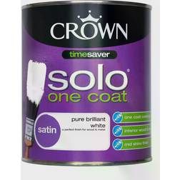Crown Solo One Coat Metal Paint, Wood Paint Pure Brilliant White 0.75L