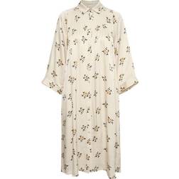Part Two Nianna Jurk Dress - White Cap Grey Leaf Print