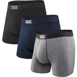 Saxx Vibe Super Soft Jersey Boxer Brief 3-pack - Black/Grey/Blue