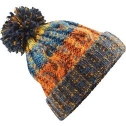 Beechfield Unisex Adults Corkscrew Knitted Pom Pom Beanie Hat - Retro Blue