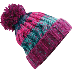 Beechfield Unisex Adults Corkscrew Knitted Pom Pom Beanie Hat - Winter Berries